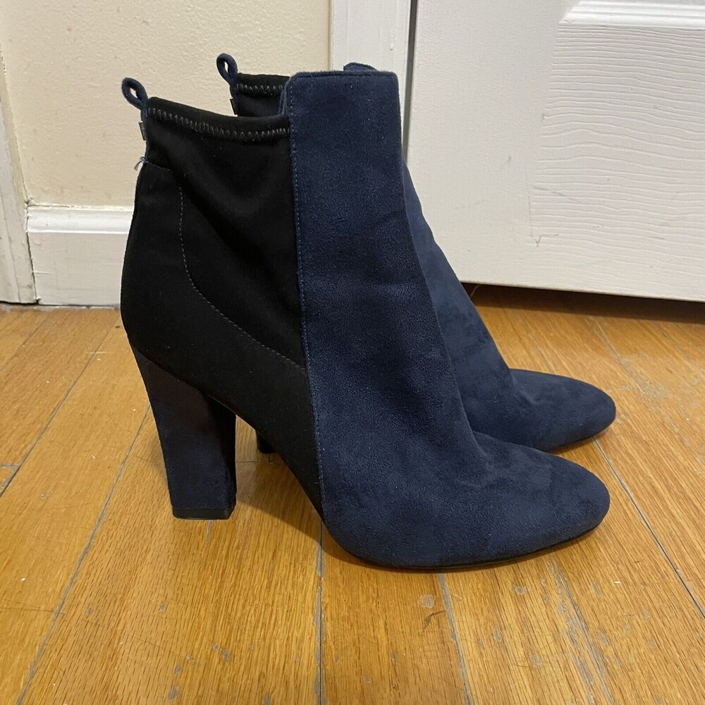 Ivanka Trump Sunal Blue Suede Ankle Boots Classic Booties Size 9.5